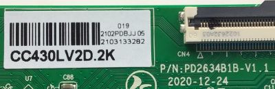 T-CON PARA TV VIZIO / NUMERO DE PARTE CC430LV0D.2K / PD2634B1B-V1.1 / 2102PDBJJ05 / 2103133282 / DISPLAY CC430LV2D VER.01 / MODELO D43F-J04	 - Imagen 2